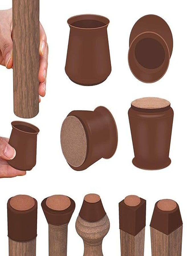REDITEX Silicone Chair Leg Floor Protectors - 8 Pcs | Rubber Chair Leg Caps Furniture Protector to Prevent Scratches, Reduce Noise, Anti-Slip | Furniture Leg Covers for Chair, Stool Table,Brown - Image 1